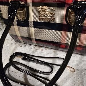 Burberry Checkered Handbag - Red and Black